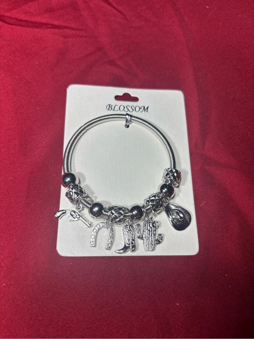 New Blossom Silver Western Charm Bracelet - Silver